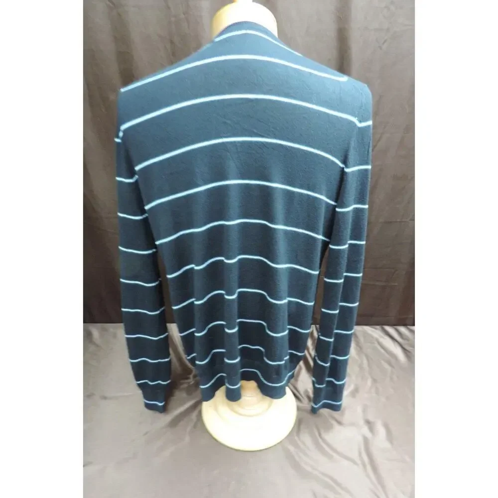 Banana Republic men's size large silk cashmere sweater v neck striped black blue